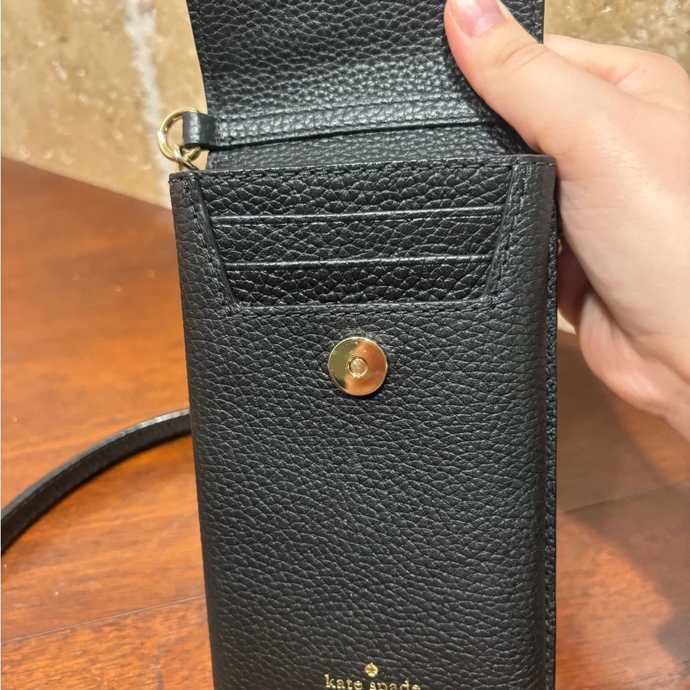Kate Spade Black Leather Phone Crossbody - Picture 2 of 4